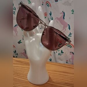 Alexander McQueen 0218SK 005 Silver & Purple UV Cat Eye Sunglasses Frames